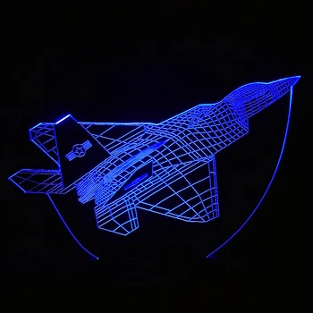 Cadouri pentru Om Baieti cu Avioane 3D Avioane de Vânătoare 7 Culoare Lampara Lumini de Noapte Birou lampă de Masă Militare Conduse de Avion Decor Acasă