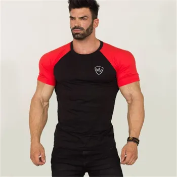 YEMEKE Mens Vara săli de sport brand de Fitness T-shirt Crossfit Culturism Slim Tricouri imprimate O-gat maneci Scurte Tee bumbac Topuri