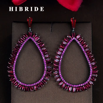 HIBRIDE de Moda Roșu Cubic Zirconia Picătură Cercei Brincos Pentru Femei Bijuterii Cadouri Partid Prețul en-Gros de E-841