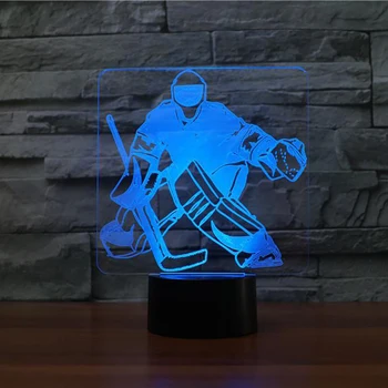 Hochei pe gheață Portar de Modelare 3D Lampă de Masă 7 Culori Schimbare a CONDUS Veioza USB Dormitor Dormi Iluminat Fani ai Sportului Cadouri Decor Acasă