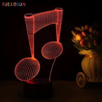 Interesant 3D LED Vizuale Lampa de Masa LED Note Muzicale Model de Lampa de Noapte cu Colorate Lumini de Schimbare ca Dorm Lumini