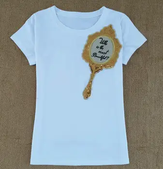 Noi Sequin oglindă cu Maneci Scurte T-Shirt Femei topuri de bumbac t-shirt camisetas mujer