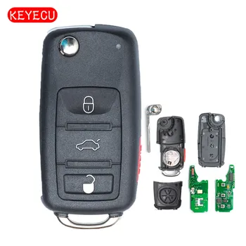 Keyecu Keyless Go Funcția de Înlocuire Flip Telecomanda Auto breloc 3 Buton 315MHz/433MHz ID46 pentru VW-Volkswagen Touareg 2002-2010