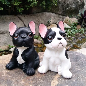 Rășină mici Bulldog francez câine figurine de epocă, decor acasă meserii obiecte de decor drăguț câine ornament rășină animal statuie