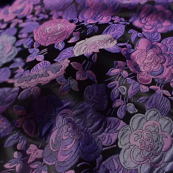 De vânzare la cald franceză importurile Mari de flori de fir de bumbac vopsit jacquard tapiserie satin tesatura de moda pentru strat de ț ua metru de pânză luminoase DIY