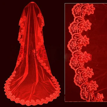 Transport gratuit Super Red hot un strat 3M rochie de mireasa voal de mireasă voal, accesorii Catedrala Cer-V094