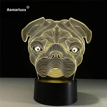 Drăguț Câine Pug Lumina de Noapte Desene animate de Animale Copil Led Formă de Lumină Lampă cu LED-uri 3D pe timp de Noapte, Lumina Belldog pentru copii jucării dropshipping