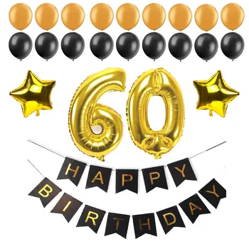 40 50 60 30 ani fericit Ziua de Hârtie Bunting Banner Numărul folie de latex, baloane Petrecere de Ziua Decor Consumabile negru