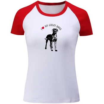 IDzn Femei T-shirt-Mi Iubesc Great Dane Design Feminin Raglan Maneca Scurta Animal Print Fata Topuri Plus Dimensiune S M L XL XXL