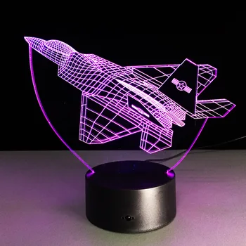 NOI Avioane 3D Luminile de Noapte de Război Luptător Avion lampă de Masă mai Multe Culori Militare de Avion cu USB Putere Decor Cadou
