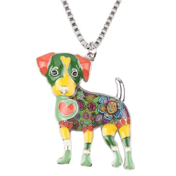 Newei Declarație Aliaj Metalic Jack Russel Câine Cravată Colier Lanț Guler Bulldog Pandantiv Moda 2016 Nou Email Bijuterii Femei