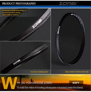 Zomei 52mm Ultra Slim Filtru CPL CIR-PL Circular de Polarizare Filtru Polarizator pentru Olympus Sony Nikon Canon Pentax Hoya Lens 52 mm