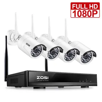 ZOSI 4CH 1080P HDMI Wifi NVR 2.0 MP Camera de Securitate de Sistem IR de Exterior rezistent la apa CCTV aparat de Fotografiat fără Fir Sistem de Supraveghere