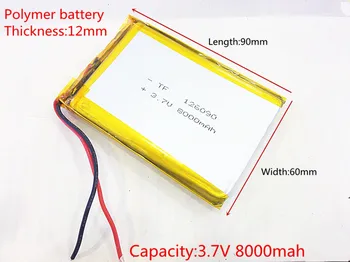 Transport gratuit 126090 3,7 V litiu-polimer baterie de 8000 mah DIY mobil de urgență puterea comoara de încărcare a bateriei