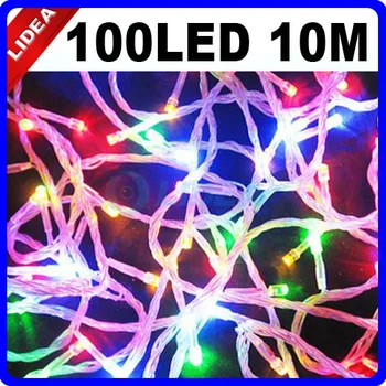 10M 100 DE LED-uri 9 Culori de Nunta de Anul Nou Crăciun Crăciun Ghirlanda LED-uri de Crăciun de Decorare Cablu în aer liber Zână Șir Lumina CN C-22