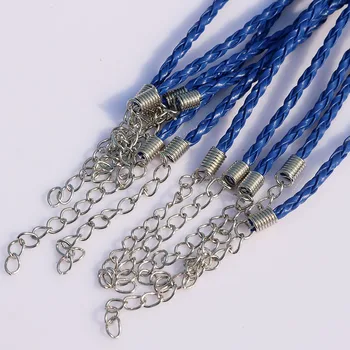 100buc Albastru cablu împletit din piele bratari cu cleme de Incuietoare homar Cabluri 18cm ,transport gratuit, FB-915