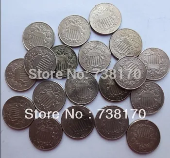 En-gros de Un set de 1866-1883(18pcs) Scut de Cinci Cenți Material 75%Cupru+25%Nichel Copia Monede
