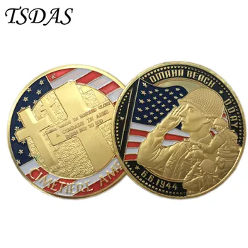 Memorial Monede PLAJA OMAHA Comemorative din Statele Unite ale americii Cu Placat cu Aur de Monede 40*3mm Transport Gratuit