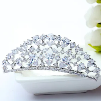 LUOTEEMI Magazin de Bijuterii de Lux Nou de Înaltă Calitate Printesa Coroana CZ Aur Alb-Culoarea de Mireasa Accesorii de Par pentru Femei Nuntă