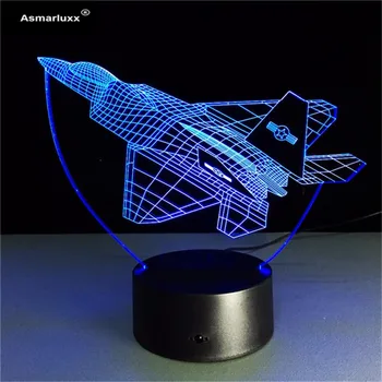 Avioane 3D Luminile de Noapte de Război Luptător Avion lampă de Masă mai Multe Culori Militare de Avion cu USB Putere Decor Cadou Pentru Armata Fan