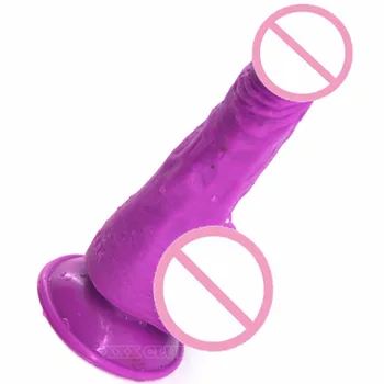 FAAK 19cm vânzare FIERBINTE negru și violet Realiste de Înaltă calitate Dildo cu ventuza Ieftine Vibratoare sex Masculin Penis Artificial Sex Produsele