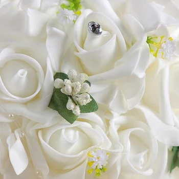 Buchet de mireasa Artificial Spuma Trandafiri mână Flori Panglică de Mătase Perle Naturale de Nunta de domnisoare de Onoare Buchet Decor consumabile