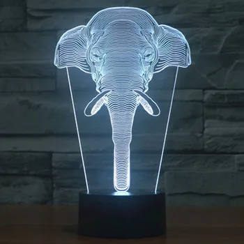 2016 Noua Creatie elefant LED 3D Lumina de Noapte de Trei-dimensional Copii Dormitor camera de zi Bedlamp Lampă de Masă