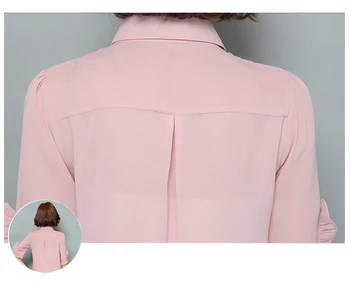 BIBOYAMALL Femei Bluze 2017 Casual Elegant OL Bluza Șifon Vrac Uzura de Muncă Blusas Topuri Plus Dimensiune Camasi 4XL/Roz Alb/Albastru