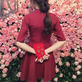Japonez Harajuku Epocă Gothic Lolita Black Red Slim Stil Chinezesc Cheongsam Dressup