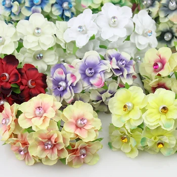 4cm mătase Stras cirese Artificiale a Crescut de flori pentru nunta DIY Decorative Cununa de Scrapbooking de flori False 60pcs/lot