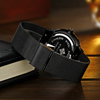 WWWOOR de Moda de brand de Lux Ceasuri barbati Plasă din Oțel Inoxidabil curea Cuarț ceas Ultra Subțire Cadran Ceas pentru Bărbați Ceasuri impermeabil