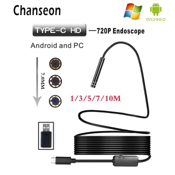 Chanseon 8 LED HD 720P Android rezistent la apa Endoscop Tip C portul de Inspecție Borescope Cameră Endoscopică 1/M/3M/5M/7M/10 Lungime