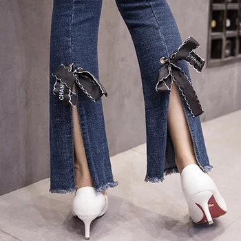 Blugi Elevi Fete Primăvara Anului 2018 Nou Versiunea Coreeană De Înaltă Talie Subțire Arc Split Harajuku Denim Pantaloni Femei Streetwear Jos Pânză