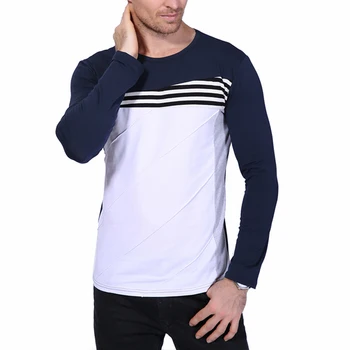 Barbati Tricou de Moda Toamna O Neck Stripe Mozaic Long Sleeve T Shirt Mens Tendința de Îmbrăcăminte Casual Slim Fit Topuri Tricouri Tricou 5XL