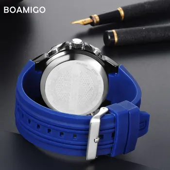 BOAMIGO Brand Barbati Ceasuri Sport Barbati Ceasuri Digitale Cauciuc Albastru Ceasuri Cronograf Alarma 30m Rezistent la Apă Ceas Cadou