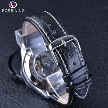 Forsining Bărbați Mechanical Ceas Automată de Viteze de Moda de Design Impermeabil Ceas de mână din Piele Ceas Sport de sex Masculin Ceas