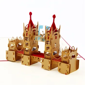 Red London Bridge Manual de Tăiere cu Laser Card Vrac 3D pop-up Personalizat de Felicitare pentru Ziua de nastere Cadouri cărți Poștale 3050