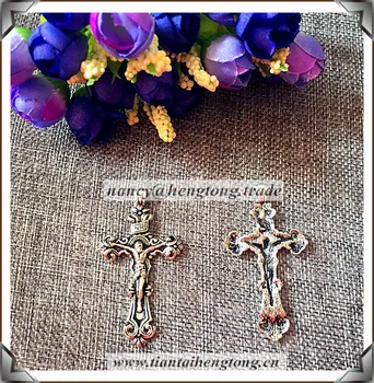 O gaură aliaj crucii,rozariul crucifix,religioase aliaj cruce,Crucifix de argint antic ofertă specială
