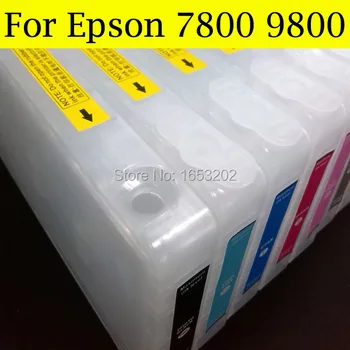 Cele Mai Valoroase 350ML Baterii Cartuș de Cerneală Pentru EPSON 7800 Tinta Pentru EPSON 9800 Printer Plotter Cu Cip Resetabil