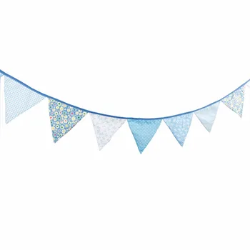 De înaltă Calitate, 2,7 M de Bumbac Albastru Drapele Colorate Ghirlanda Banner Pentru Decor Nunta Băiatul 1-a zi de Naștere Copil de Dus Botez Decor
