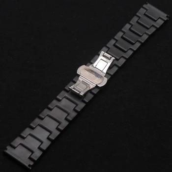 Negru Watchband mat Ceramic curea de Ceas bratara 22mm Accesorii Ceas fluture catarama de implementare înlocuire watchbands noi