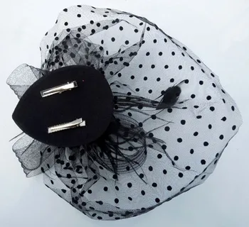 Elegant Negru Femei Mireasa Pălării Și Palarioare Diadema Bentita Doamna Față Voaluri Dot Net Cu Lssuing 2018 Accesorii De Nunta