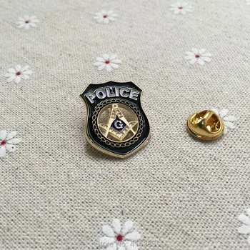 1 buc Masonice broșă Broșă Francmasoneria artizanale în formă de insignă de poliție cu decupaj pătratului și în interiorul insigna