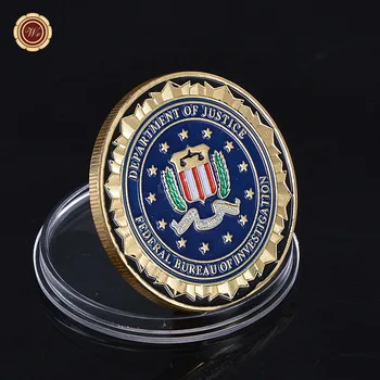 En-gros de Noutate Colorate Pur Placat cu Aur de Monede de Departamentul De Justiție American FBI Metal Moneda Pentru Cadou