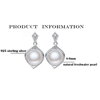 YIKALAISI 2017 nou 8-9mm AAAA naturale de apă dulce pearl cercei bijuterii pentru femei de argint 925 de bijuterii de perle pentru femei