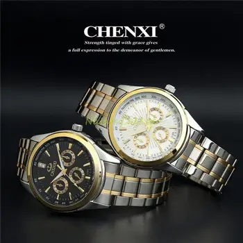 CHENXI Aur Cuarț Ceas Barbati Top Brand de Lux Ceas de mână de Moda Celebre din Oțel Curea de Mână Ceasuri de Afaceri de sex Masculin Cadou Ceas NATATE