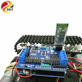 DOIT Bluetooth Control Robot de Metal RC Cisternă Auto Șasiu pe Șenile Șenile Robot Concurență cu UNO R3 Bord+Motor, Scut