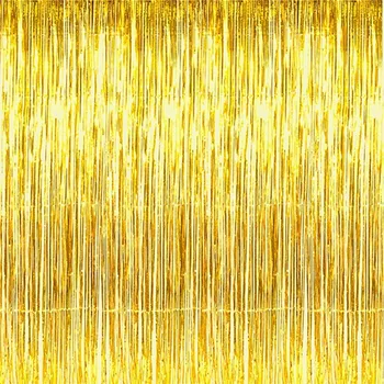 Folie Franjuri de Aur 11FTX7.8FT Mare Dimensiune Folie Franjuri Fundaluri Foto/Ușă/Fereastră,Beteala Parte Cortina