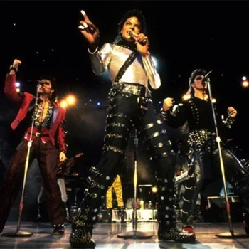 Rare Clasic MJ Michael Jackson BAD PUNK Negru Silm Fit Show Rock de Halloween CostumePerformance Nit Pantaloni /pantaloni