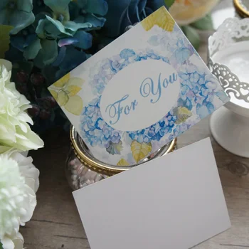 50pcs multumesc hortensii Albastre stil lăsați mesaj de cărți de Noroc Dragoste valentine Petrecere de Craciun Scrisoare de Invitație